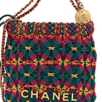 Calfskin Macrame Mini Chanel 22  Green Purple Yellow