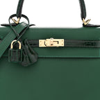 Madame Calfskin Shiny Alligator Kelly Sellier Touch 25 Vert Moyen