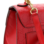 Guccissima Signature Small Padlock Top Handle Bag Hibiscus Red