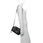 Calfskin Matelasse Monochrome Small GG Marmont Chain Shoulder Bag Black
