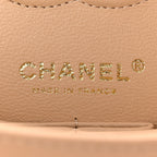 Caviar Quilted Small Double Flap Beige