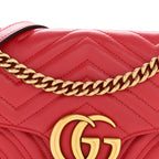 Calfskin Matelasse Small GG Marmont Shoulder Bag Hibiscus Red