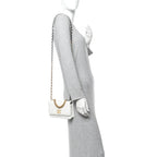 Shiny Crumpled Calfskin Quilted Chanel 19 Wallet On Chain WOC White
