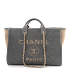Wool Felt Large Deauville Tote Grey Beige