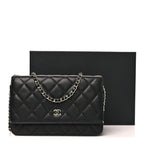 Caviar Quilted Wallet on Chain WOC Black