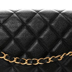 Grained Calfskin Quilted XXL Travel Flap Bag Black