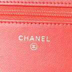Lambskin Quilted Wallet On Chain WOC Red