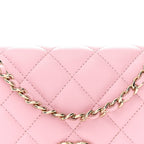 Caviar Quilted Wallet on Chain WOC Light Pink