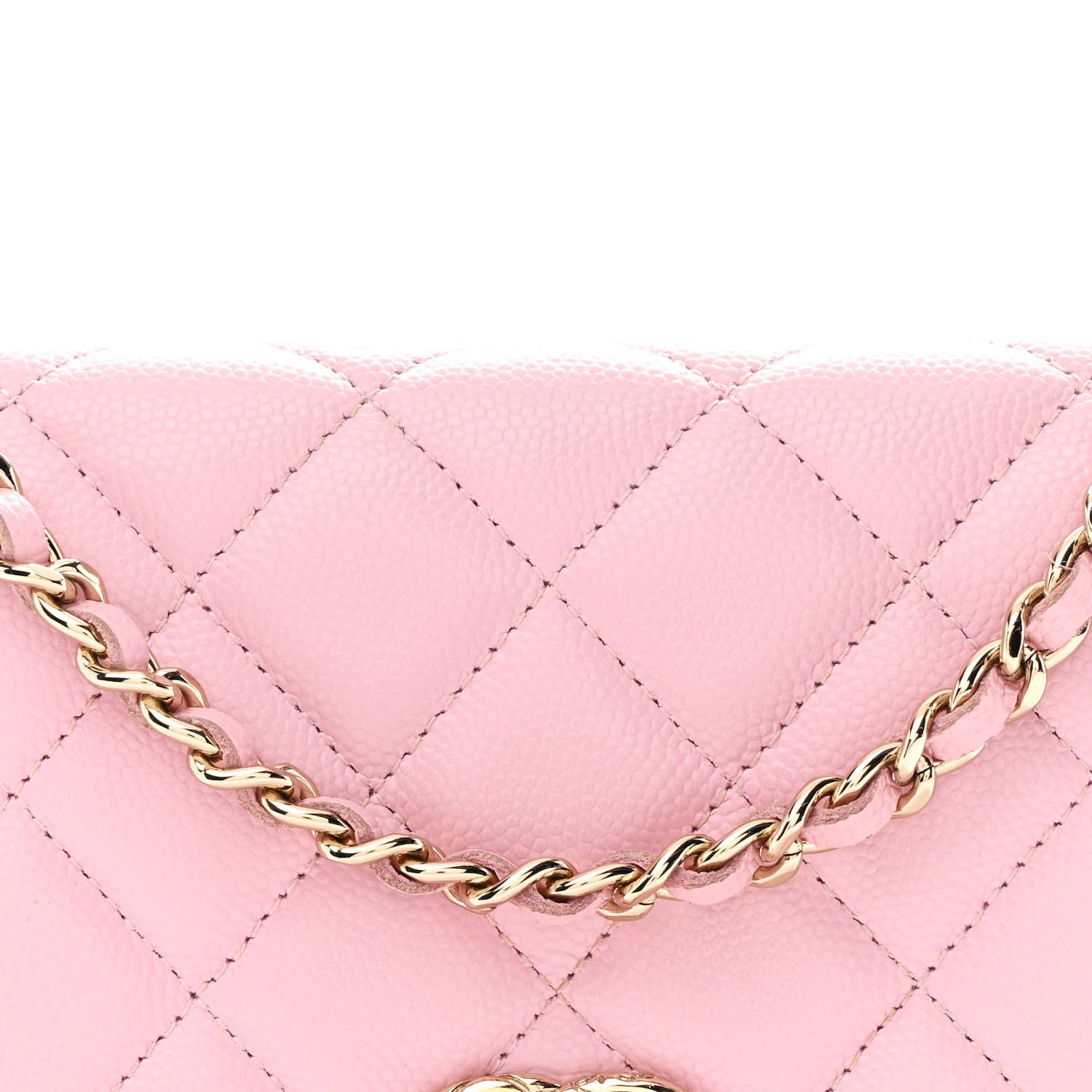 Caviar Quilted Wallet on Chain WOC Light Pink