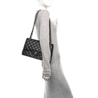 Lambskin Quilted Jumbo Double Flap Black