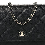 Caviar Quilted Wallet on Chain WOC Black