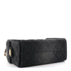 Washed Denim Quilted Mini Chanel 25 Handbag Black