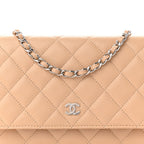 Caviar Quilted Wallet on Chain WOC Beige