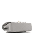 Caviar Quilted Small Double Flap Grey