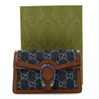 New Denim GG Monogram Dollar Calfskin Enamel Super Mini Dionysus Shoulder Bag Blue Tea Cuir Epilog Electric Blue