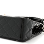 Patent Quilted Jumbo Double Flap Black