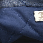 Washed Denim Quilted Studded Mini Chanel 22 Blue