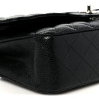 Caviar Quilted Medium Double Flap Black