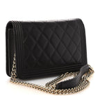 Caviar Quilted Boy Wallet On Chain WOC Dark Brown