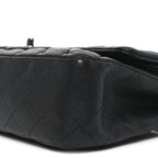 Iridescent Caviar Quilted Medium Double Flap Black