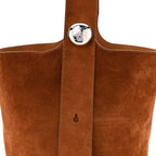 Suede Calfskin Medium Pebble Bucket Bag Tobacco
