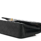 Lambskin Quilted Medium Double Flap Black