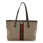 GG Supreme Monogram Medium Ophidia Shopping Tote Brown