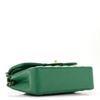 Caviar Quilted Small Double Flap Green