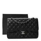 Caviar Quilted Jumbo Double Flap Black