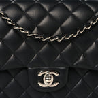 Lambskin Quilted Medium Double Flap Black