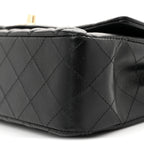Lambskin Quilted Mini Rectangular Flap Black