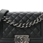 Caviar Quilted Small Boy Flap Black