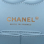 Caviar Quilted Small Double Flap Light Blue