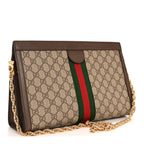 GG Supreme Monogram Web Medium Ophidia Chain Shoulder Bag Brown