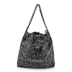 Printed Calfskin Quilted Chanel 22 Black