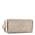 Suede Quilted Medium Chanel 25 Handbag Grey