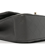 Lambskin Quilted Medium Double Flap Grey