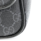 GG Supreme Monogram Textured Dollar Calfskin Retro Interlocking G Flap Messenger Bag Black