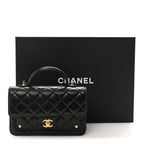 Lambskin Quilted Preppy Satchel Wallet On Chain WOC Black
