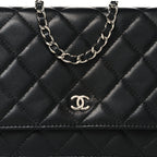 Lambskin Quilted Wallet On Chain WOC Black