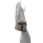 GG Supreme Monogram Web Small Ophidia Messenger Bag Brown