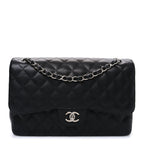 Caviar Quilted Jumbo Double Flap Black