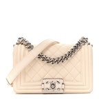 Caviar Quilted Small Boy Flap White