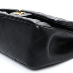 Lambskin Quilted Jumbo Double Flap Black