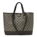 GG Supreme Monogram Textured Calfskin Small Ophidia Shoulder Tote Bag Beige Ebony New Acero
