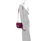 Velvet Matelasse Small GG Marmont Shoulder Bag Fuchsia Violet Cyclamen