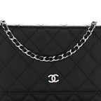 Caviar Quilted Wallet on Chain WOC Black