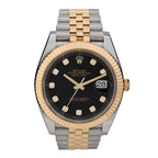Stainless Steel 18K Yellow Gold Diamond 41mm Oyster Perpetual Datejust Watch Black 126333