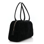 Suede Calfskin Large Perfect Bowling Bag Black