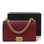 Caviar Quilted Medium Boy Flap Burgundy